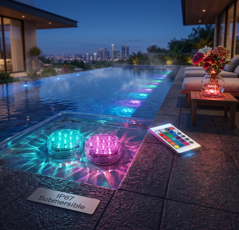 Submersible LED Lights with Remote Control, 16 Colors Changing Waterproof