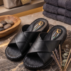 Ortho-Cuir Noir Mules  "Relax" H02