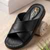Ortho-Cuir Noir Mules  "Relax" H02